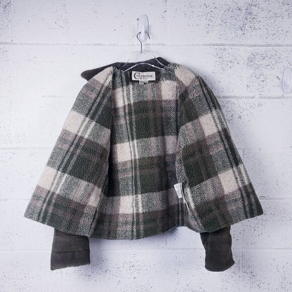 Colebrook & Co. Leather Suede Plaid Sherpa Lined Jacket Green Womens Large - Picture 4 of 13